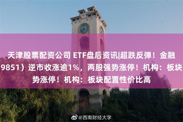 天津股票配资公司 ETF盘后资讯|超跌反弹！金融科技ETF（159851）逆市收涨逾1%，两股强势涨停！机构：板块配置性价比高