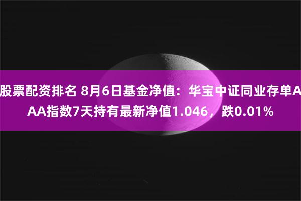 股票配资排名 8月6日基金净值：华宝中证同业存单AAA指数7天持有最新净值1.046，跌0.01%