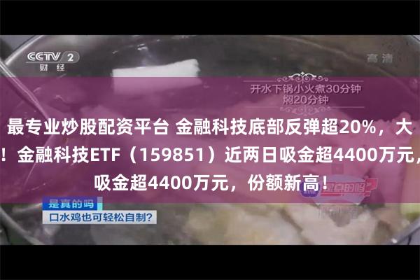 最专业炒股配资平台 金融科技底部反弹超20%，大幅领先市场！金融科技ETF（159851）近两日吸金超4400万元，份额新高！